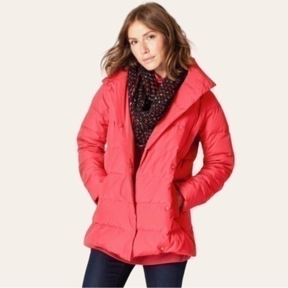 J.Jill Down Filled Puffer Coat in Deep Coral 💕